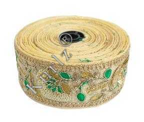 Kurlz 2 inch Heavy Tissue Organza Pearl Matt & Sequins with Thread Embroidery Lace For Saree, Lehenga, Dupatta, DIY Art | Size: 9 Yards