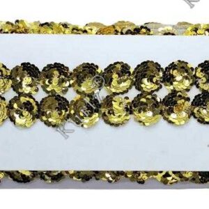Kurlz 2 inch Exclusive 2 Line Metallic Sequins Embroidery Border For Sarees, Lehenga, Suits, Blouses, Dupatta, Art & Craft | Size: 9 Yards