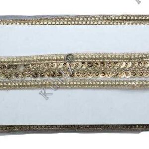 Kurlz 1.5 inch Heavy Tissue Organza & Sequins Embroidery Lace  For Fashion Accessories, Garments, Ornamentation, Old Saree Restoration | Size: 9 Yards