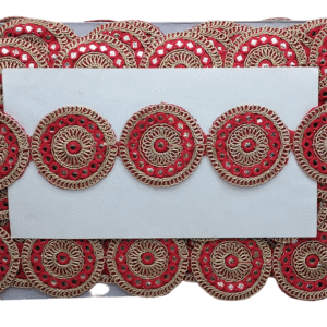 Kurlz Exclusive 2.50 inch Gota Patti Pearl Matt & Color Embroidery Lace For DIY Bags, Belts, Sarees, Lehenga, Suits, Blouses, Dupatta | Size: 9 Yards